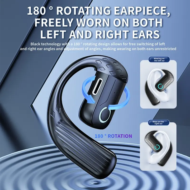Bluetooth 5.4 Open Wireless Earphone 180° Rotation Adjustable Left Right Ear Universal Headset With Mic For Sport Business Music
