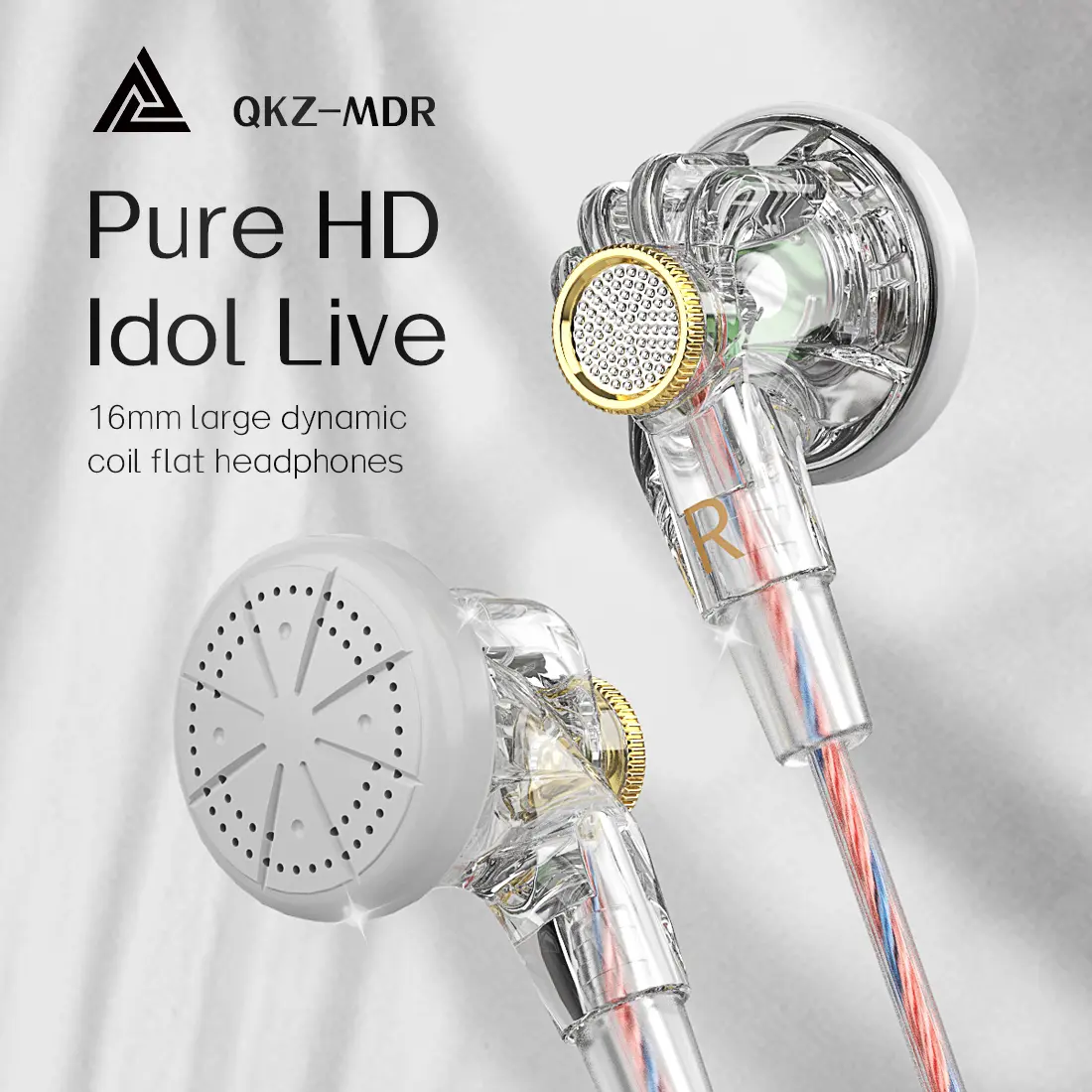 Original QKZ-MDR Wired Earphone HIFI Stereo Flat Headset With HD MIC 3.5mm AUX In-Ear Music Game Sports Headphones
