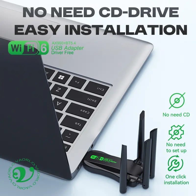 AX900 WIFI6 USB Adapter 2IN1 Bluetooth 5.4 Dual Band 2.4G&5G 900Mbps WiFi 6 802.11AX USB3.0 Wireless Card Receiver For WIN10/11