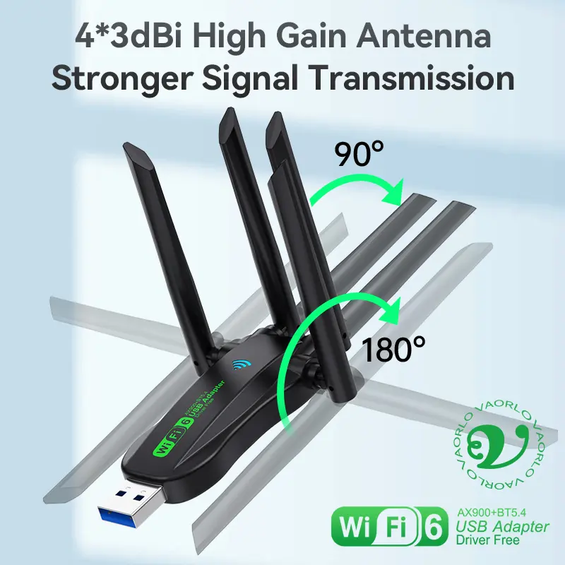 AX900 WIFI6 USB Adapter 2IN1 Bluetooth 5.4 Dual Band 2.4G&5G 900Mbps WiFi 6 802.11AX USB3.0 Wireless Card Receiver For WIN10/11