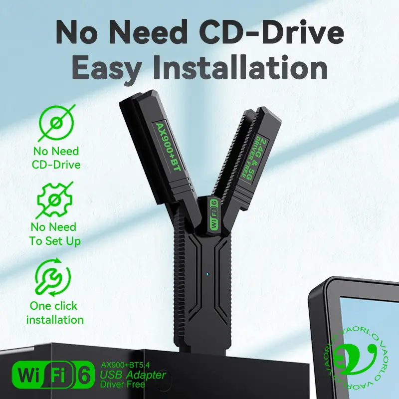 AX900 WIFI6 USB Adapter Bluetooth 5.4 Wireless Adapter Dual Band 2.4G+5GHz 900Mbps USB 3.0 Wireless Card Receiver For WIN10/11