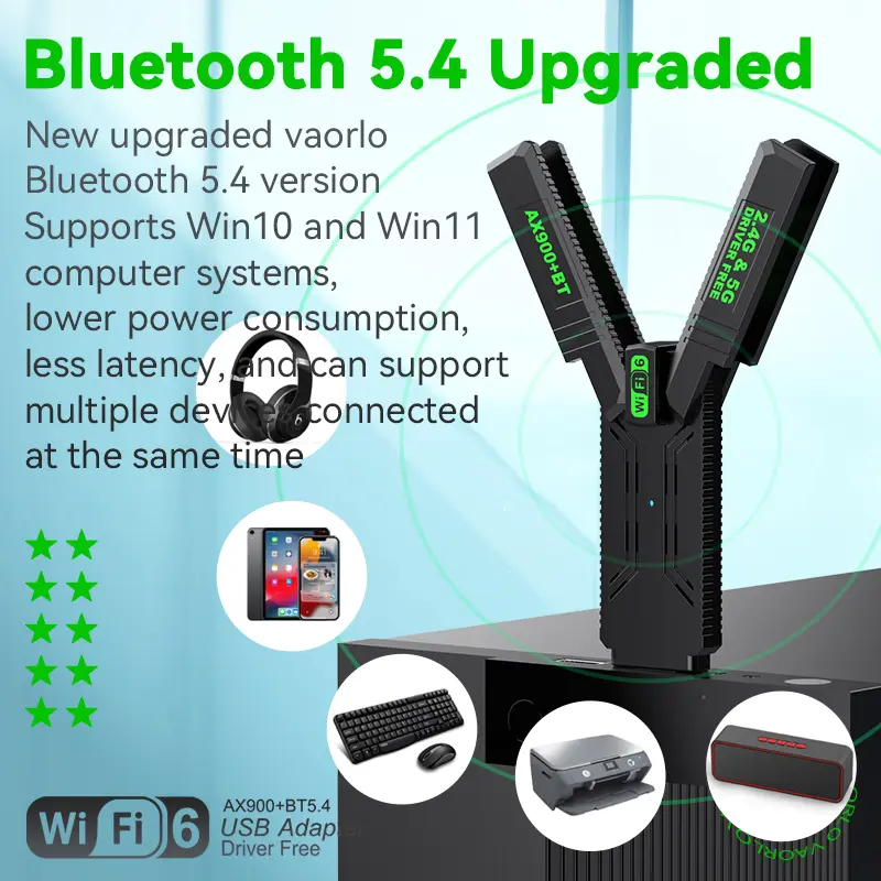AX900 WIFI6 USB Adapter Bluetooth 5.4 Wireless Adapter Dual Band 2.4G+5GHz 900Mbps USB 3.0 Wireless Card Receiver For WIN10/11