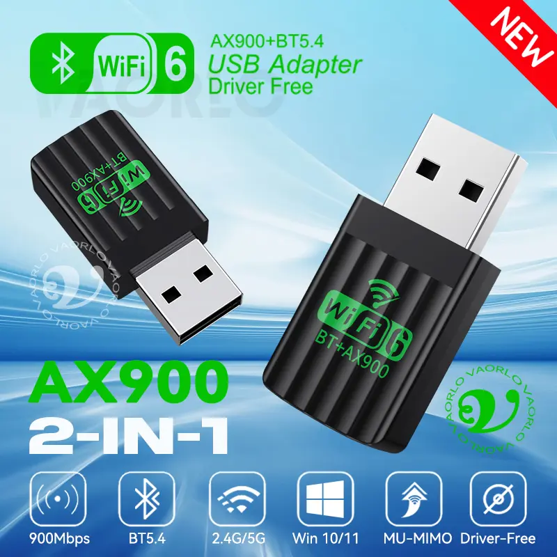 AX900 WiFi6 USB Adapter Bluetooth 5.4 Dual Band 2.4G&5GHz 2 in 1 Dongle Wireless Network Wlan Receiver For Win10/11 Driver Free