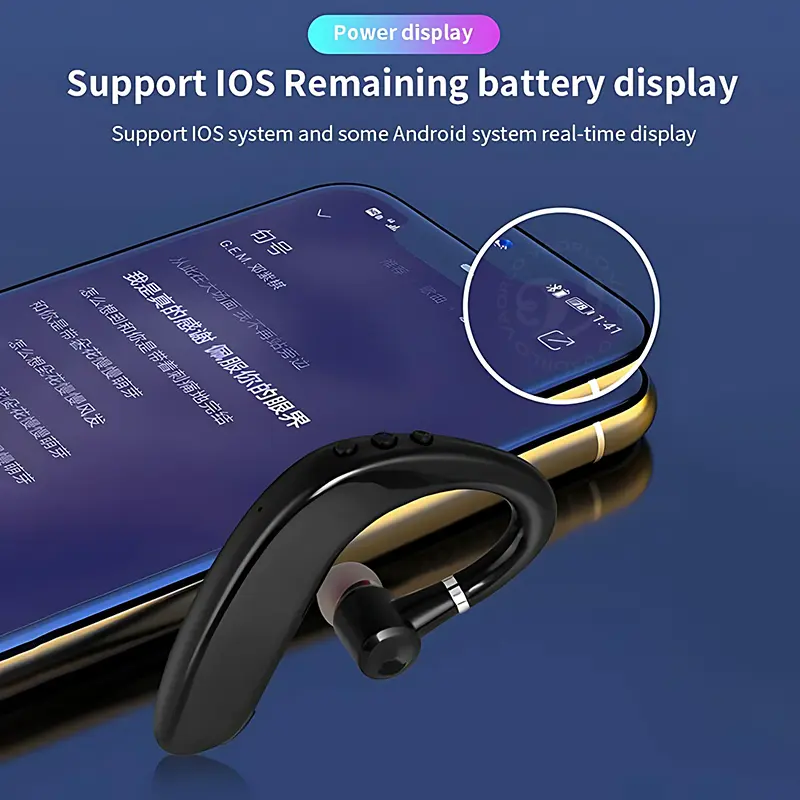 S109 Wireless Bluetooth 5.4 Universal Hook Earphone Sports Business Single Ear Headset Handsfree Headphone With Mic Smartphone