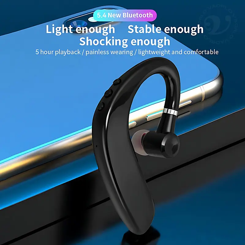 S109 Wireless Bluetooth 5.4 Universal Hook Earphone Sports Business Single Ear Headset Handsfree Headphone With Mic Smartphone