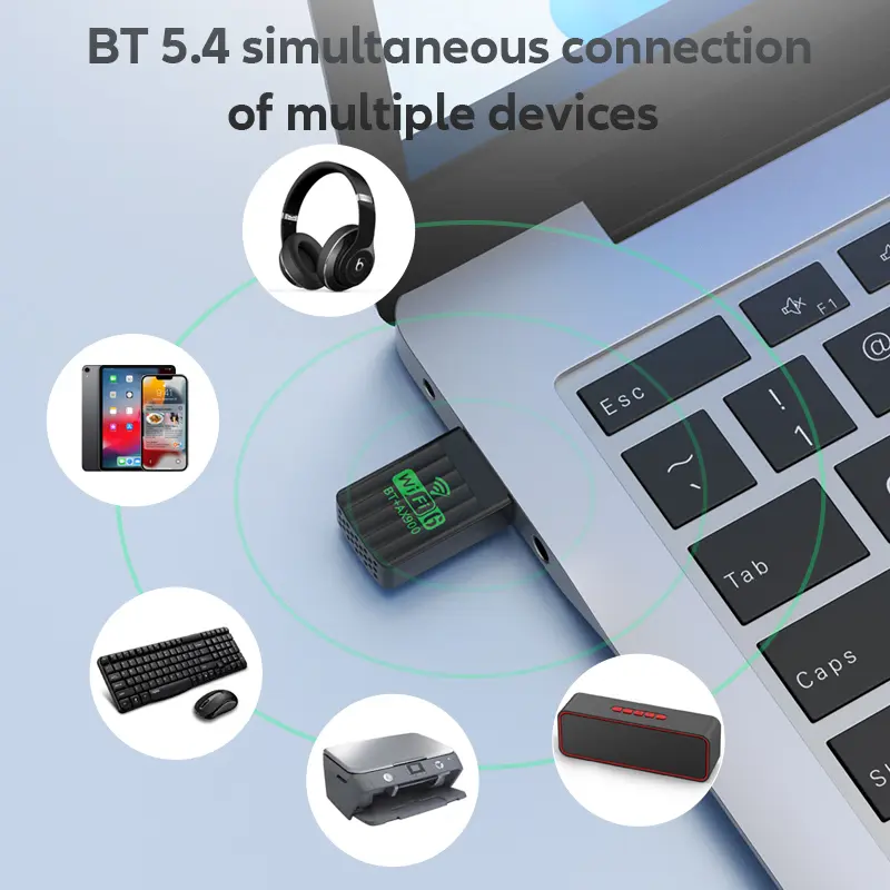 AX900 WiFi6 USB Adapter Bluetooth 5.4 Dual Band 2.4G&5GHz 2 in 1 Dongle Wireless Network Wlan Receiver For Win10/11 Driver Free