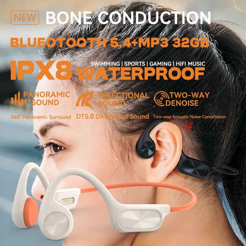 New-X7 Bone Conduction Wireless Headphone Bluetooth 5.4 IPX8 Waterproof Swim Headset 32GB MP3 Player HIFI Music Sports Earphone