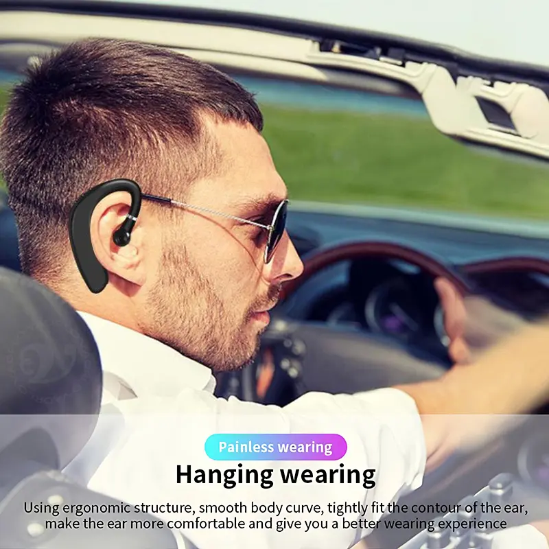 S109 Wireless Bluetooth 5.4 Universal Hook Earphone Sports Business Single Ear Headset Handsfree Headphone With Mic Smartphone