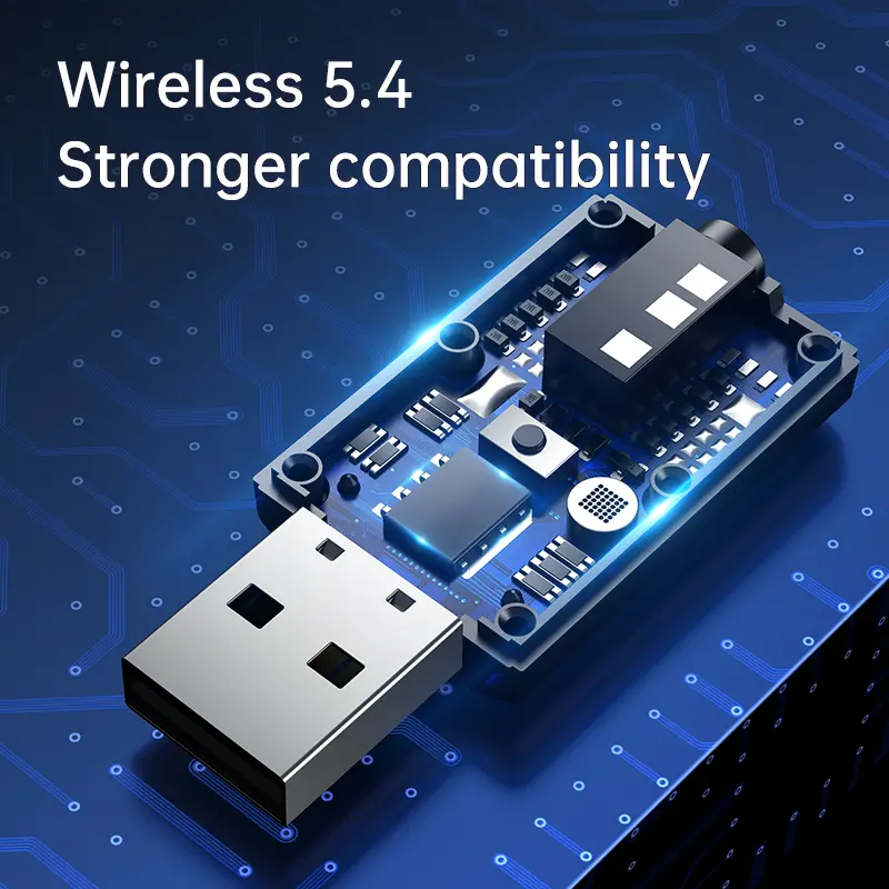 USB Bluetooth 5.4 Audio Transmitter Receiver MIC Wireless Adapter 3.5mm AUX/RCA for TV PC Headphone Home Stereo Car HIFI Music