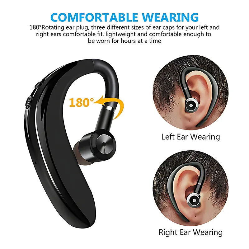 Ear-Hook Wireless Earphone With Mic Bluetooth 5.4 180° Rotation Adjustable Left Right Ear Universal Headset For Sport Business