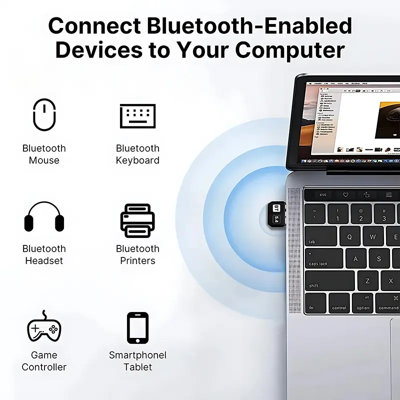 VAORLO USB Bluetooth 5.4 Adapter Audio Dongle Adapter Mini USB Wireless Receiver/Transmitter For PC/Laptop Win10/11 Driver Free