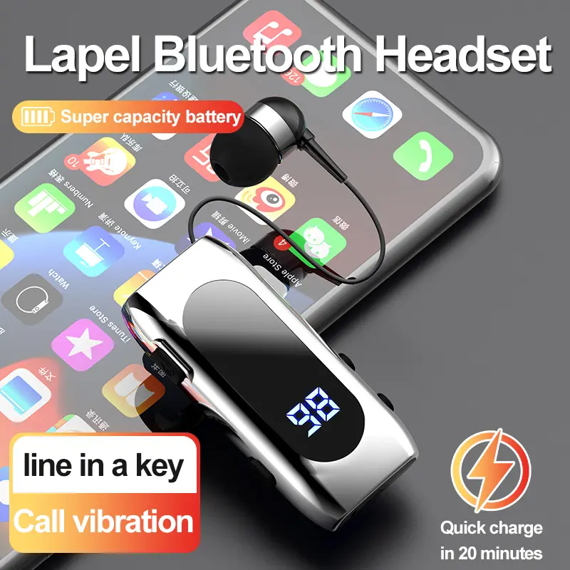 # K55 Lavalier Business Bluetooth 5.2 Headphone Talk/Music Time 20 Hours,LED Digital Display,Noice Cancelling Wireless Earphones