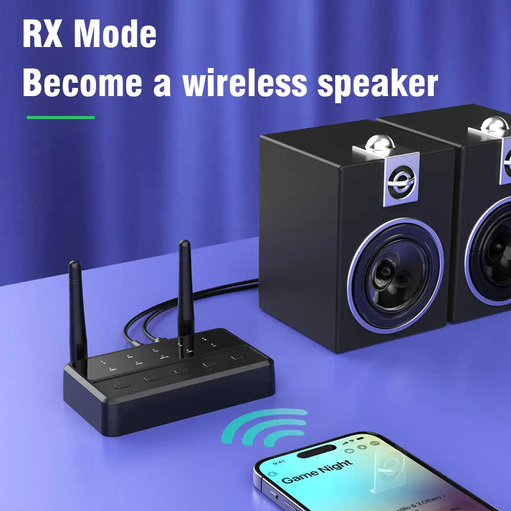 Desktop aptX-Adaptive AD/HD/LL AAC 2 in 1 Bluetooth Audio Transmitter Receiver 3.5MM AUX RCA Stereo HiFi Music Wireless Adapter