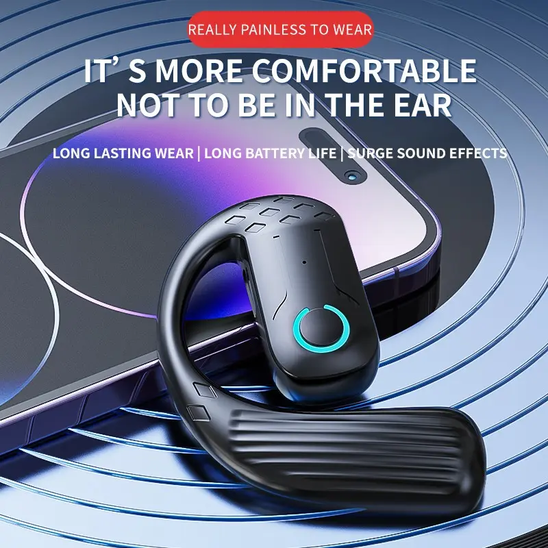 Wireless Bluetooth 5.4 Earphone 180° Rotation Ear Hook HIFI Stereo With MIC HD Call Open Single Ear Headset For Game Music Sport