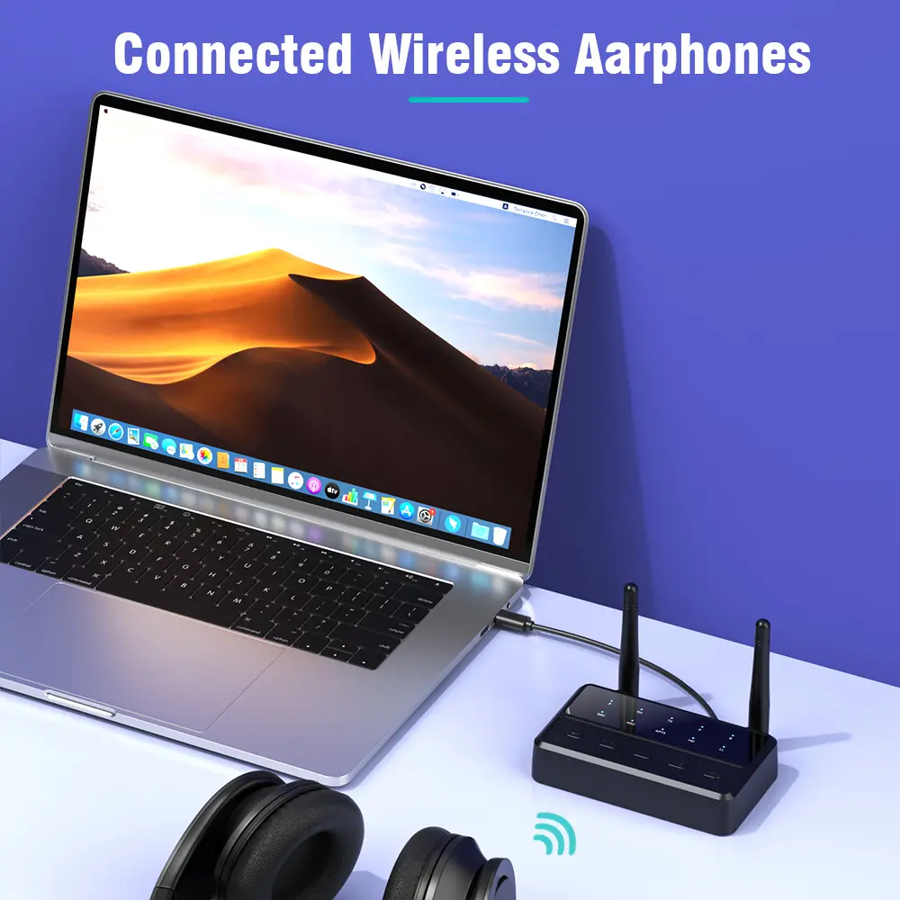 Desktop aptX-Adaptive AD/HD/LL AAC 2 in 1 Bluetooth Audio Transmitter Receiver 3.5MM AUX RCA Stereo HiFi Music Wireless Adapter
