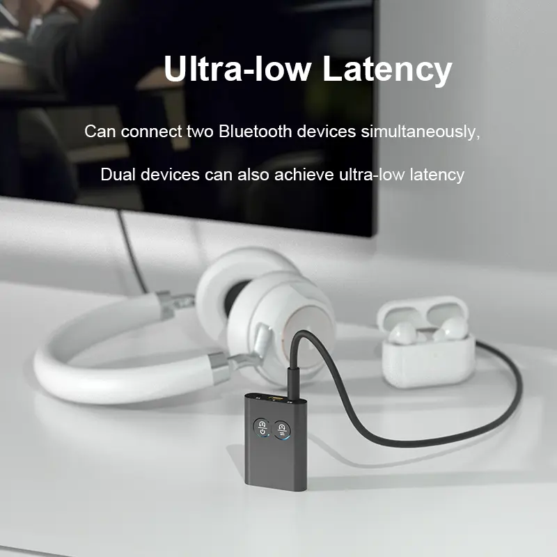 2 in 1 aptX Bluetooth Audio Receiver Transmitter aptX-Adaptive AD/HD/LL AAC 3.5MM AUX HiFi Music Multipoint Wireless Adapter