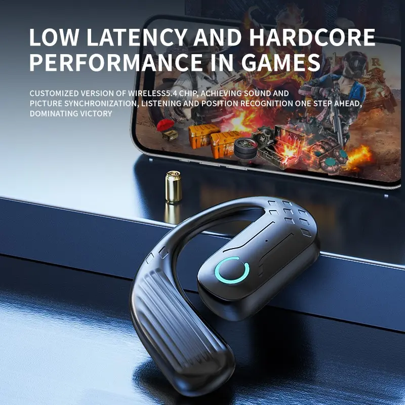 Wireless Bluetooth 5.4 Earphone 180° Rotation Ear Hook HIFI Stereo With MIC HD Call Open Single Ear Headset For Game Music Sport