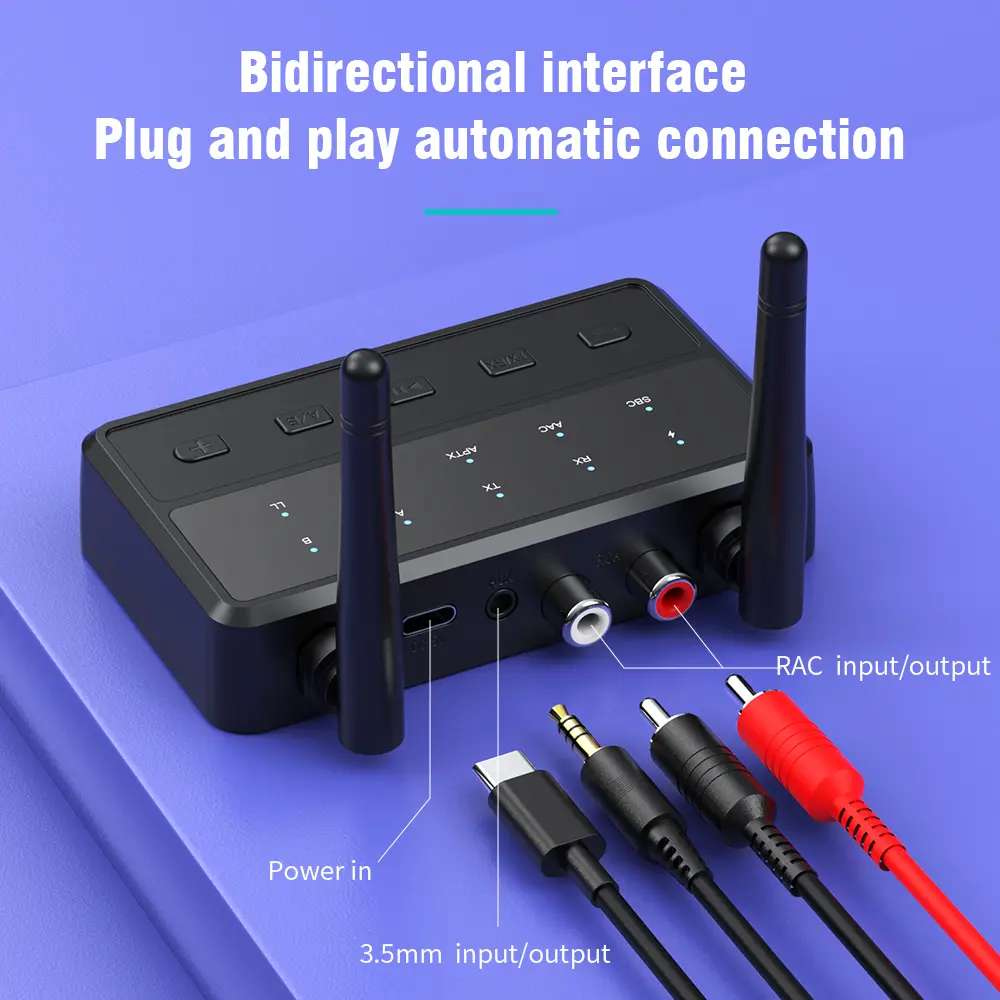 Desktop aptX-Adaptive AD/HD/LL AAC 2 in 1 Bluetooth Audio Transmitter Receiver 3.5MM AUX RCA Stereo HiFi Music Wireless Adapter