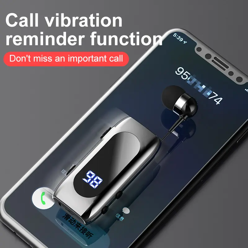 # K55 Lavalier Business Bluetooth 5.2 Headphone Talk/Music Time 20 Hours,LED Digital Display,Noice Cancelling Wireless Earphones