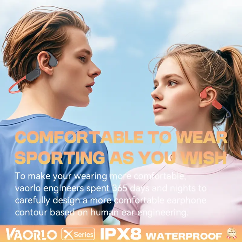 Original VAORLO True Bone Conduction Wireless Headphone IPX8 Waterproof Swimming Sport Hifi Headsets Bluetooth 5.4 32GB MP3 Play