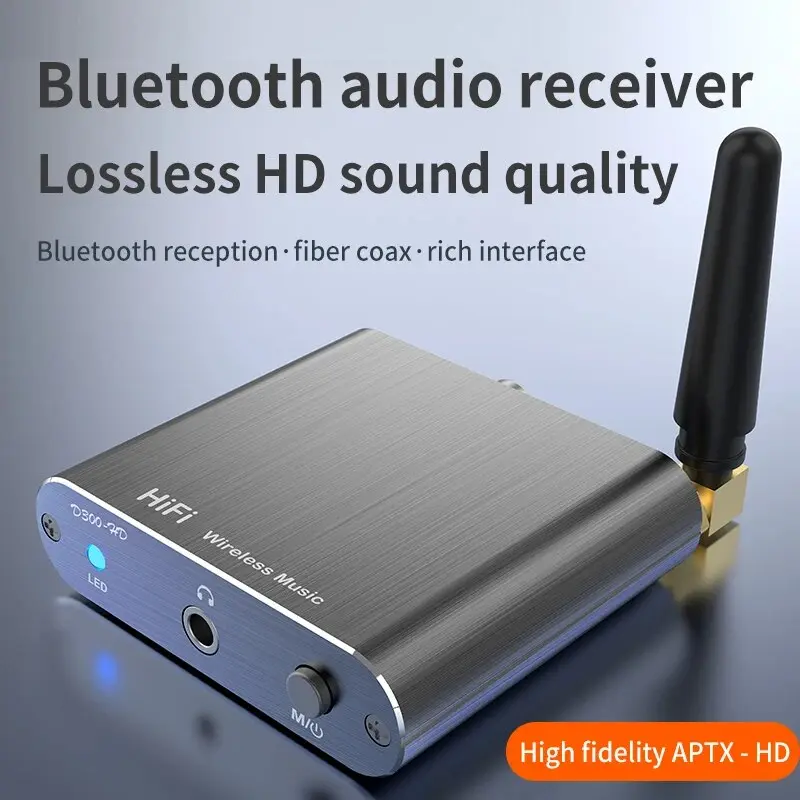 VAORLO AptX-HD Bluetooth 5.2 Receiver HIFI Music Wireless Audio Adapter 3.5mm AUX Optical Toslink/Coaxial Output For Car Speaker