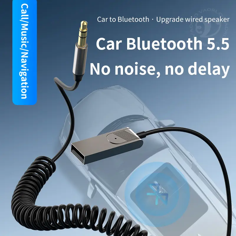 New Bluetooth 5.5 Car AUX Adapter USB To 3.5mm Stereo Hifi Music Wireless Audio Receiver Dongle Handsfree For Car BT Transmit