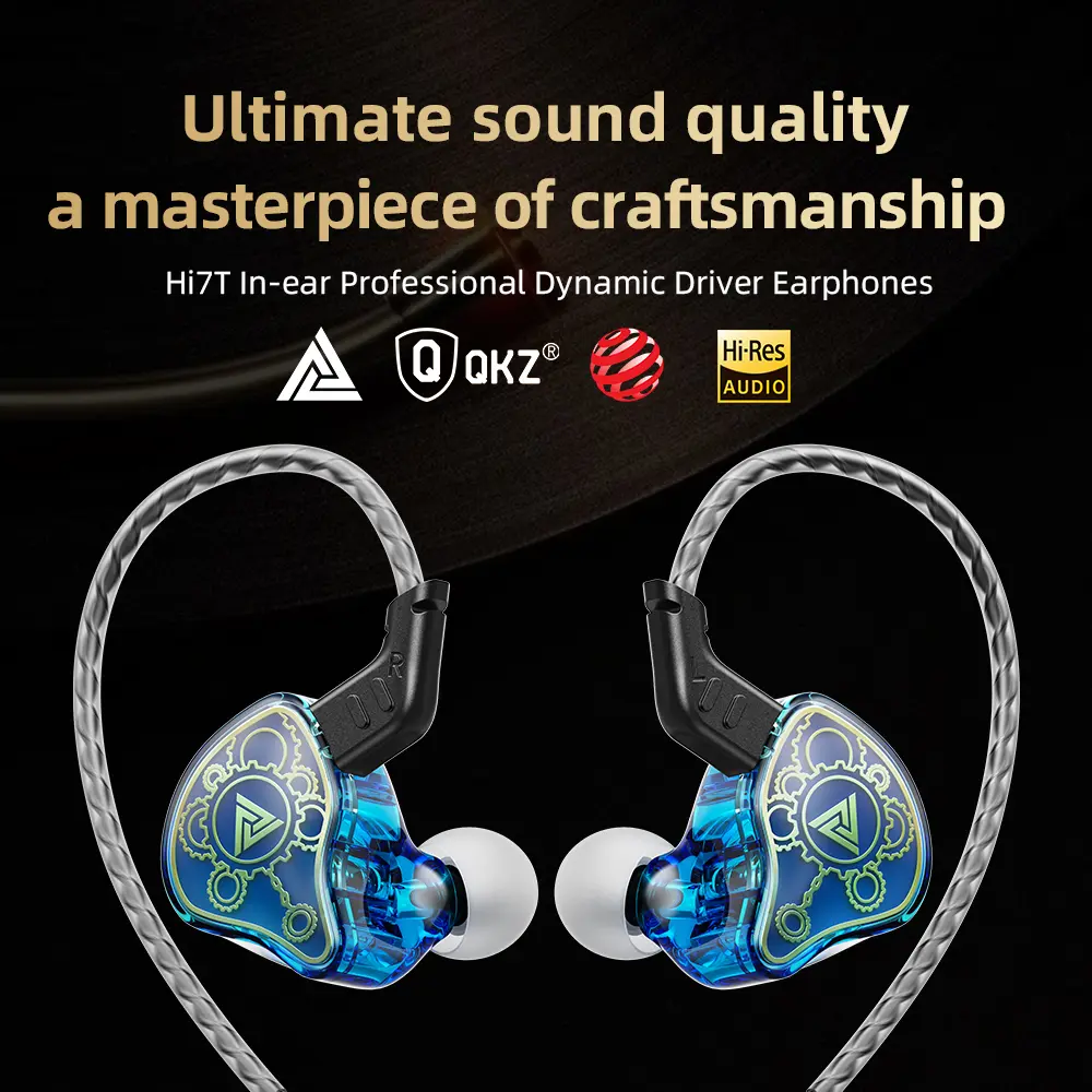 Original QKZ Hi7T In-ear Earphones Professional Dynamic Driver HiFi Acoustios Mointor Music Game Headset 3.5MM AUX With MIC