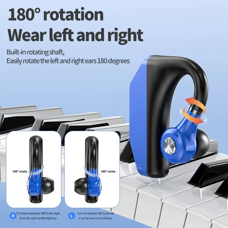 Bluetooth Business Earphones Talk/Music Time 20/30 Hours LED Digital Display With MlC Noice Cancelling Wireless Headset