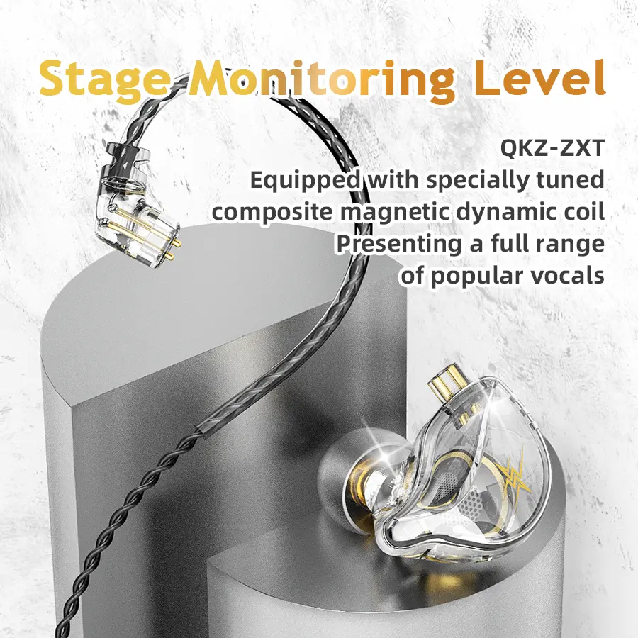 QKZ ZXT In Ear Wired Earphones Dynamic DJ Monitor IEM Earbuds HIFI Music Sport Headphone Noise Cancelling Bass Headset With Mic