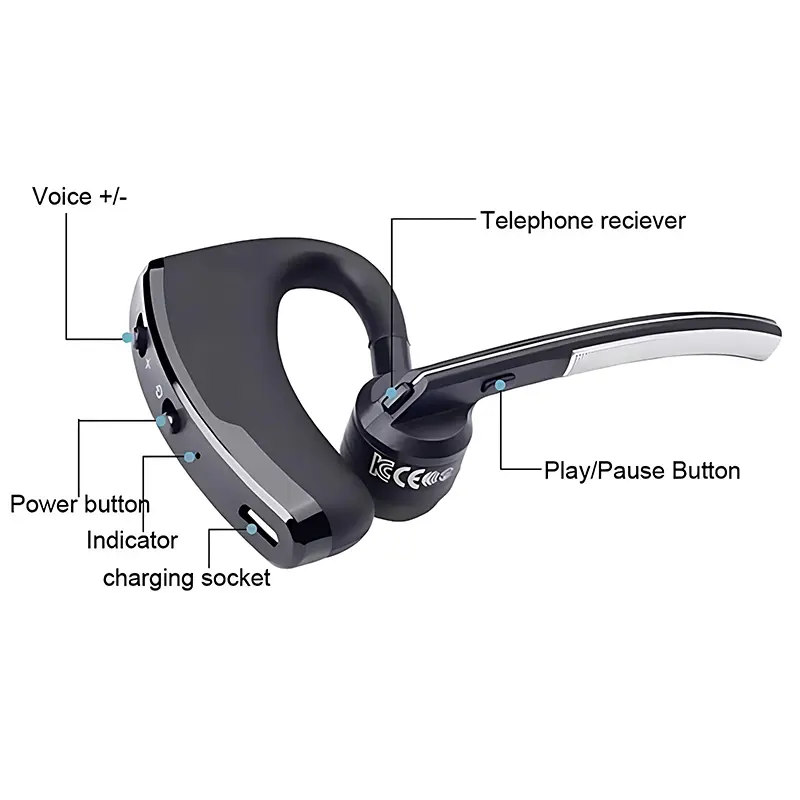 V8 V9 Bluetooth Earphone Wireless Stereo Left Right Ear Universal Headset Long Standby With HD Mic Call For Sport Business Music