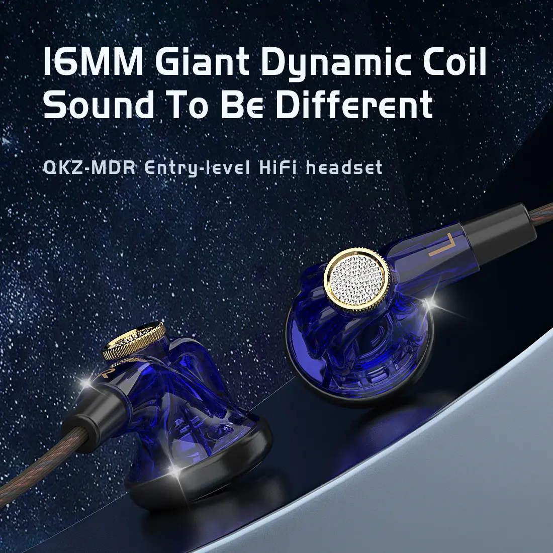 QKZ MDR Flat-Head Headphones 16MM Large Dynamic HIFI Bass Sport Earbuds Music Wired Earphones 3.5MM AUX Headset In Ear With Mic