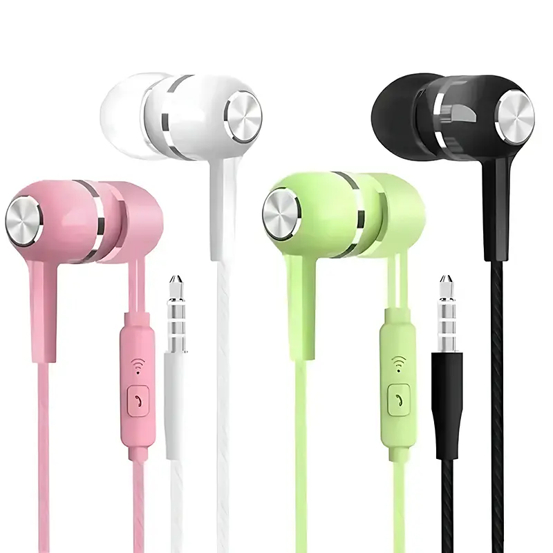 3.5mm Headphones Sports Wired Earphones HIFI Bass Wired Earbuds in-Ear Headset Game Subwoofer with Mic Handsfree Call For Phones