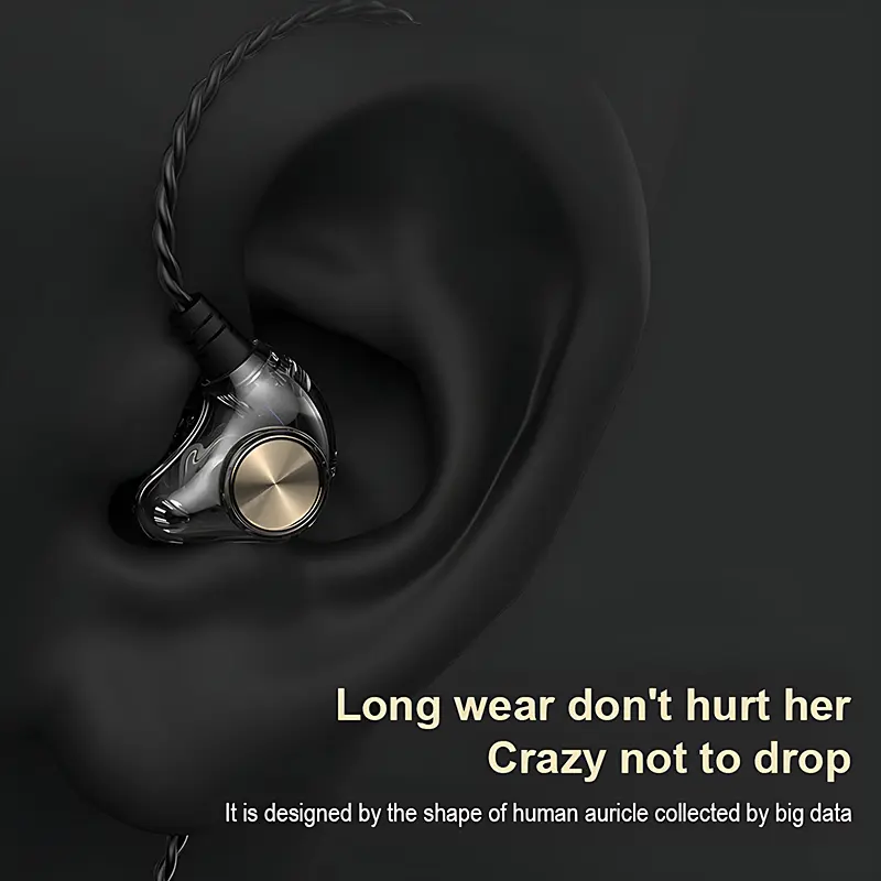 HIFI Heavy Bass Wired Earphone 3.5mm AUX In Ear Gaming Headset Dynamic Music Headphones Stereo Noise Cancelling Earbuds With Mic