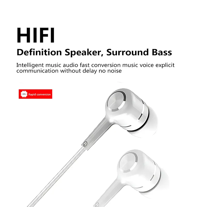 3.5mm Headphones Sports Wired Earphones HIFI Bass Wired Earbuds in-Ear Headset Game Subwoofer with Mic Handsfree Call For Phones