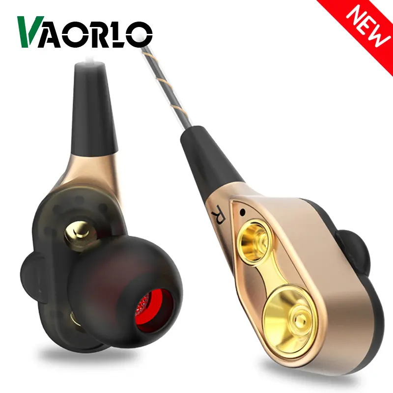 Double Moving Coil Headphones 3.5mm AUX With Mic Dynamic Headset In-Ear Music Gaming Sport Earbuds Bass Surround Shocking Sound
