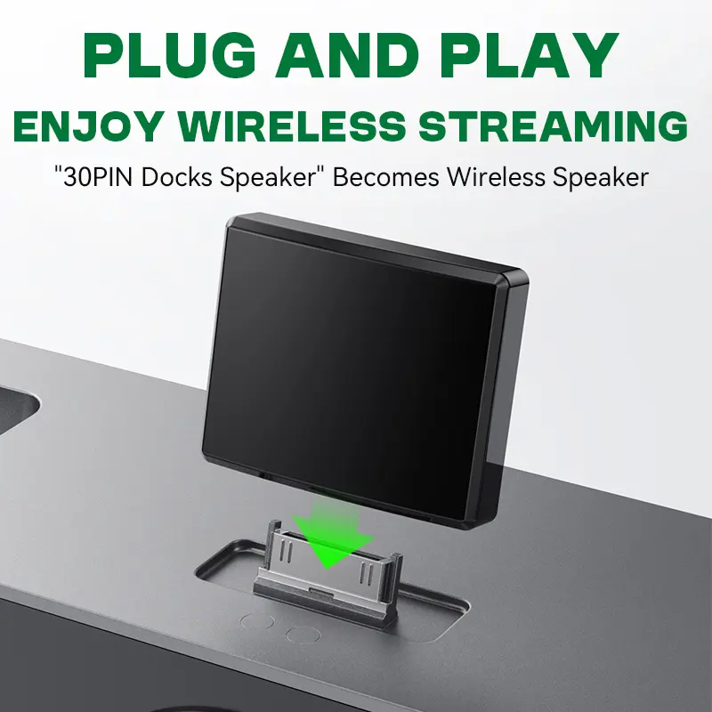 Upgraded Bluetooth 5.4 30 Pin Audio Receiver High Compatibility HIFI Lossless Music Wireless Adapter 30PIN Docks Analog Speaker