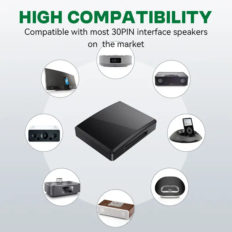 Upgraded Bluetooth 5.4 30 Pin Audio Receiver High Compatibility HIFI Lossless Music Wireless Adapter 30PIN Docks Analog Speaker