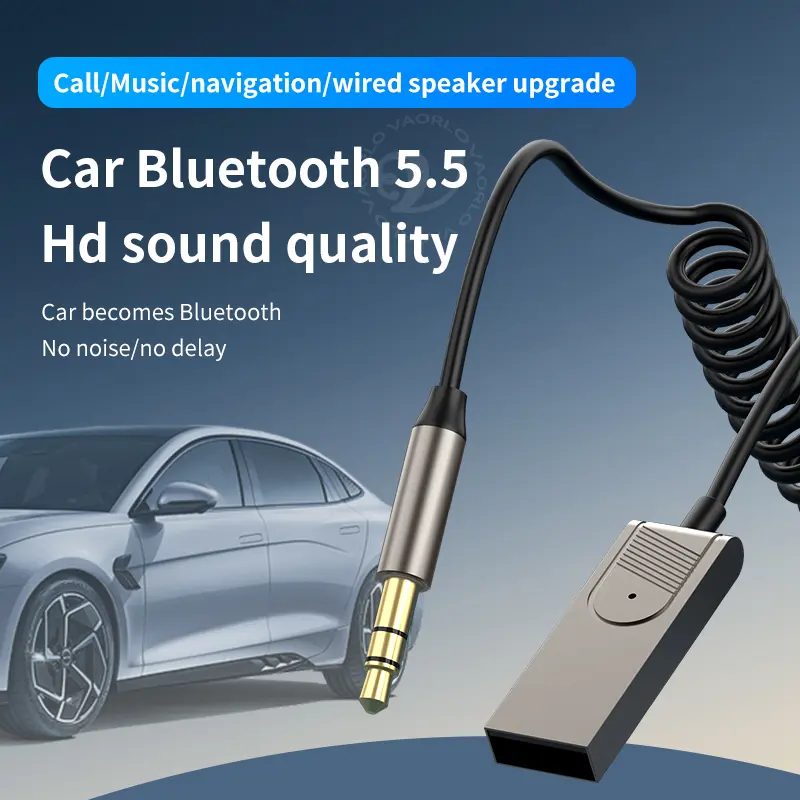 Bluetooth 5.5 Car AUX Audio Receiver USB To 3.5mm Stereo Hifi Music Wireless Adapter With Mic Handsfree Call For Car BT Transmit