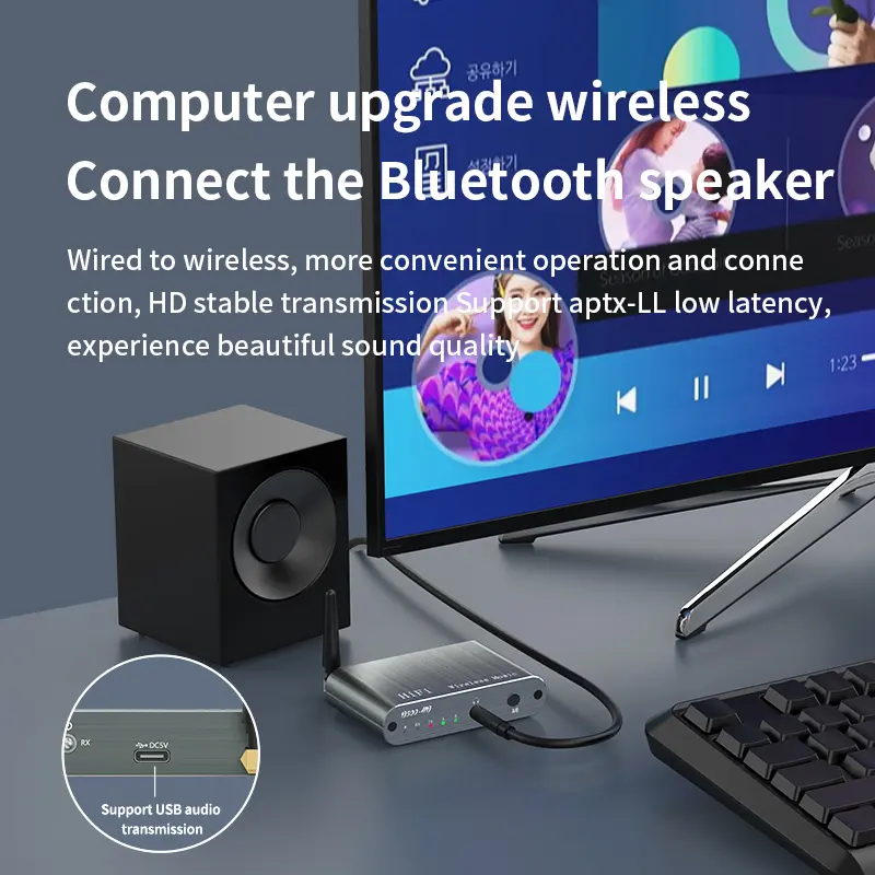aptX HD/LL Bluetooth Audio Transmitter Receiver 3.5MM AUX Multi-point Dual Stream CD-Quality Music Wireless Adapter For Car TV