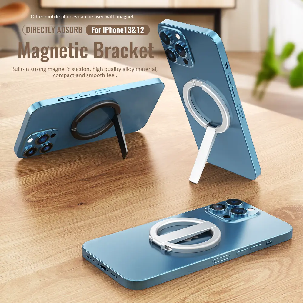 Magsafe Magnetic Stand Mini Alloy foldable For iPhone 12 13 14 15 Pro Max Series Phone holder For All Smartphones Desktop Stand