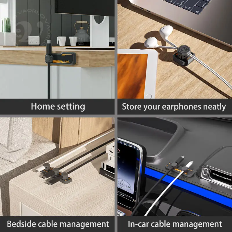 Car Magnetic Cable Organizer Center Console USB Charging Cable Storage Tidy Cable Winder Automotive Interior Accessories Desktop