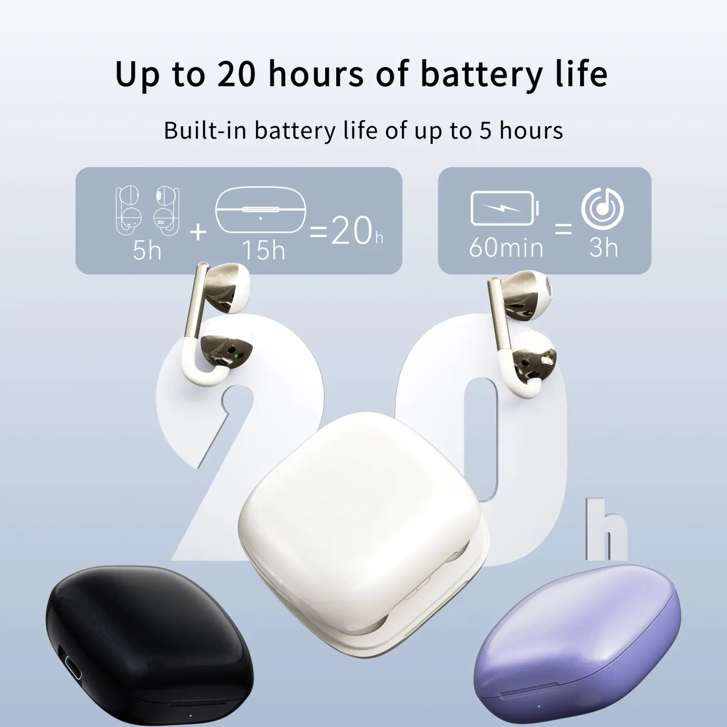 TWS Wireless Earphones Bluetooth 6.0 Headset OWS Ear-Clip Music Earbud Personalized Fashion Headphone HD MIC ENC Noise Reduction