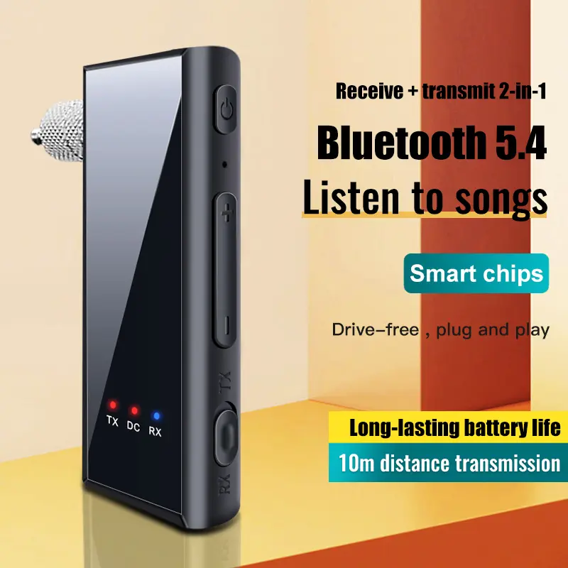 2 in 1 Bluetooth 5.4 Audio Receiver Transmitter 3.5MM AUX TF Card Stereo Music Wireless Adapter With Mic For Car TV PC Airplane