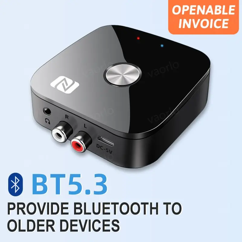 NFC Bluetooth 5.3 Audio Receiver 3.5mm AUX R/L RCA Stereo HIFI Music Wireless Adapter With Mic USB U-Disk Play Remote Control