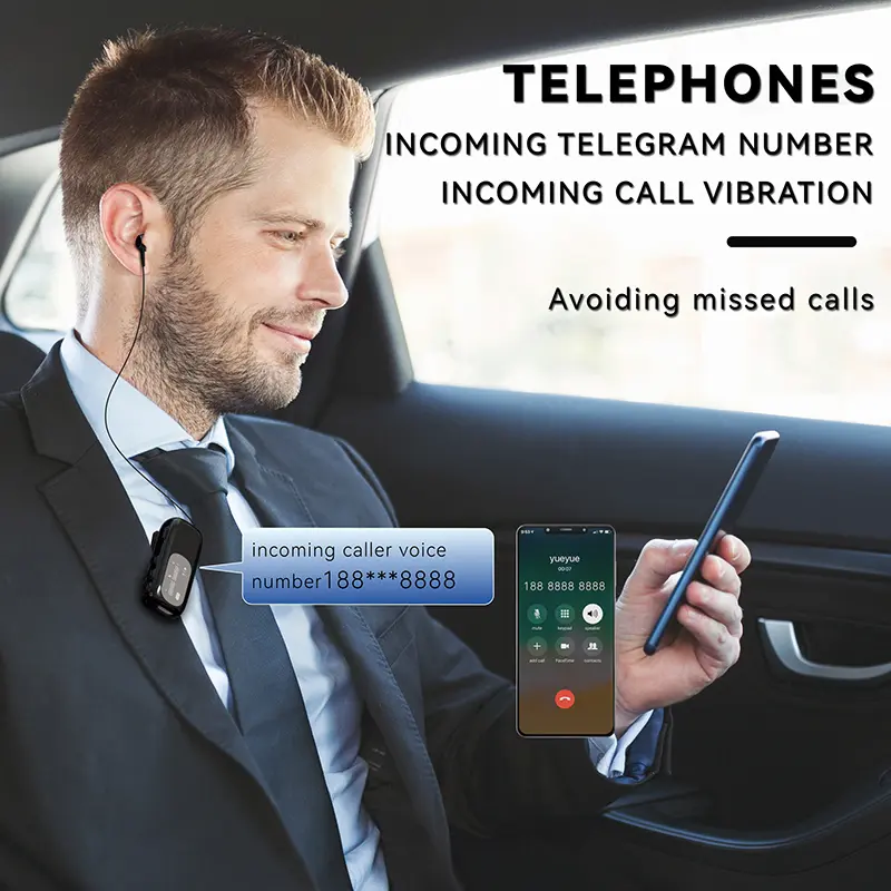 K75 Lavalier Business Bluetooth 5.4 Wireless Headset Talk/Music 20H LCD Digital Display HIFI Earphone With Mic Noice Cancelling