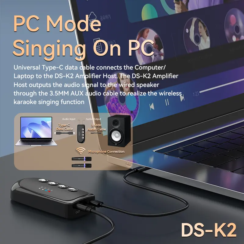 Karaoke Companion Wireless Microphone Dynamic Bluetooth 5.3 DSP Mixer System Machine RGB Colorful Light 3.5mm AUX Amplifier Host
