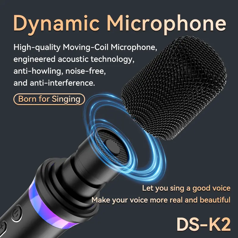 Karaoke Companion Wireless Microphone Dynamic Bluetooth 5.3 DSP Mixer System Machine RGB Colorful Light 3.5mm AUX Amplifier Host