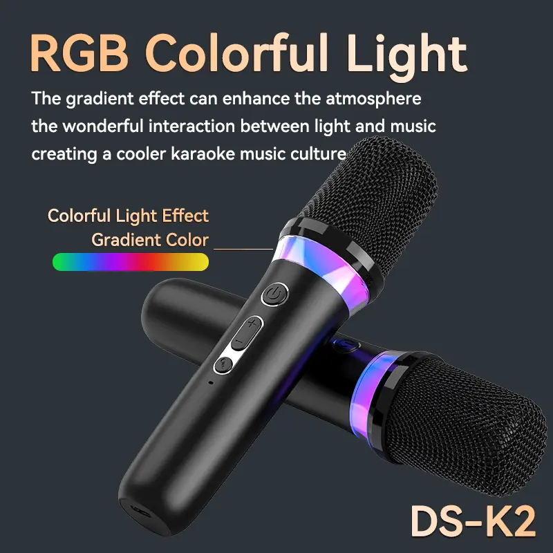 Karaoke Companion Wireless Microphone Dynamic Bluetooth 5.3 DSP Mixer System Machine RGB Colorful Light 3.5mm AUX Amplifier Host
