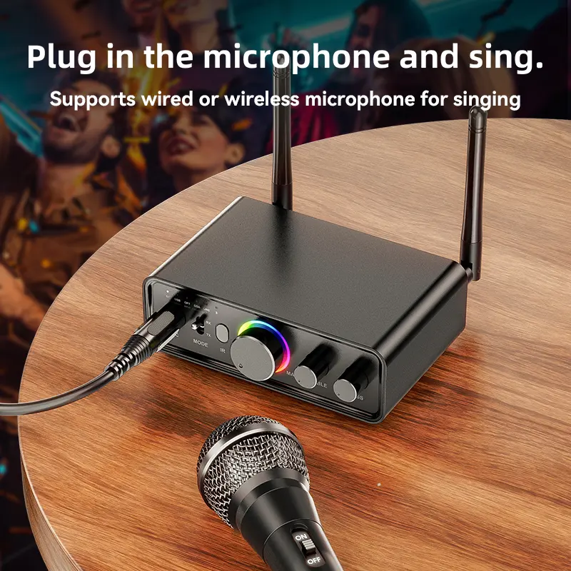 RGB Bluetooth 5.3 Audio Transmitter Receiver DAC/AUX/RCA/USB/Coaxial/Optical/6.5MM Microphone Karaoke Hifi DSP Wireless Adapter