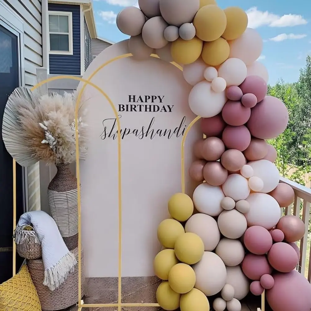 Metal Wedding Balloon Arch, Backdrop Stand Gold Arched Frame Gold Balloon Arch Stand for Ceremony Birthday Wedding Decoration